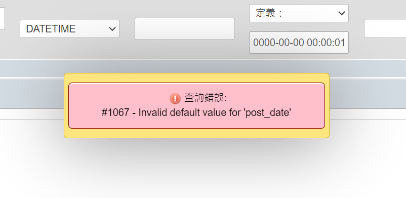 MySQL #1067 – Invalid default value for ‘post_date’
